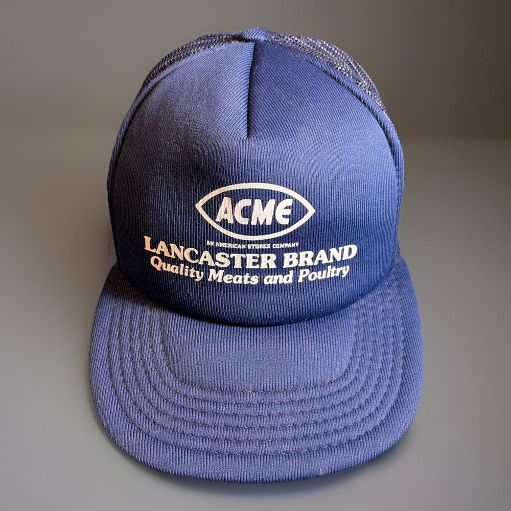 Vtg 1980’s Trucker Hat Snapback Cap ACME Food Service Lancaster Brand Toppers